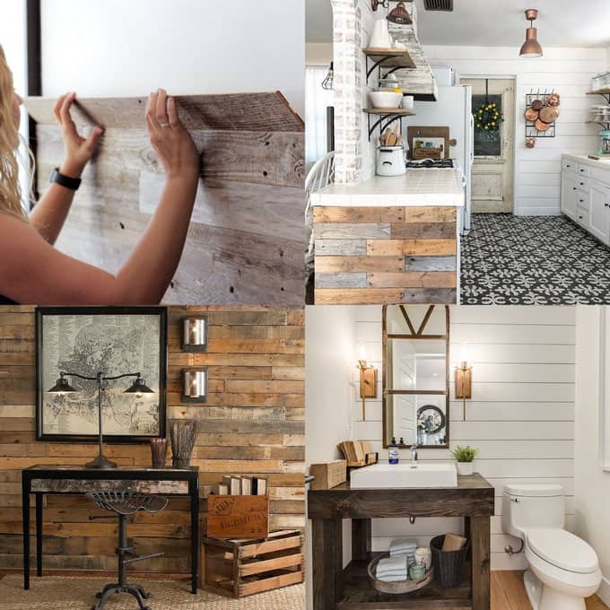 30 best DIY shiplap wall and pallet wall tutorials and beautiful ideas for every room. Plus alternative methods to get the wood wall look easily! - A Piece of Rainbow
