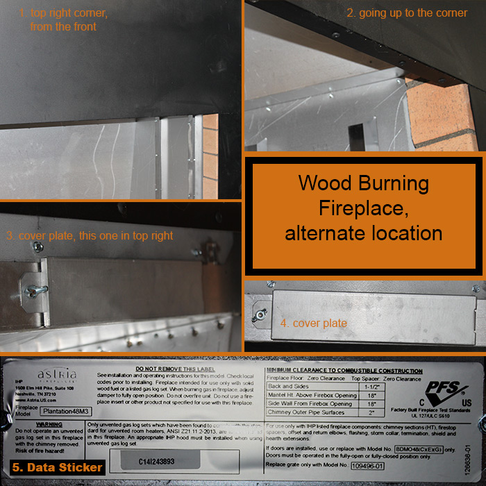 Alternate Wood Burning Hearth Appliance Data Plate