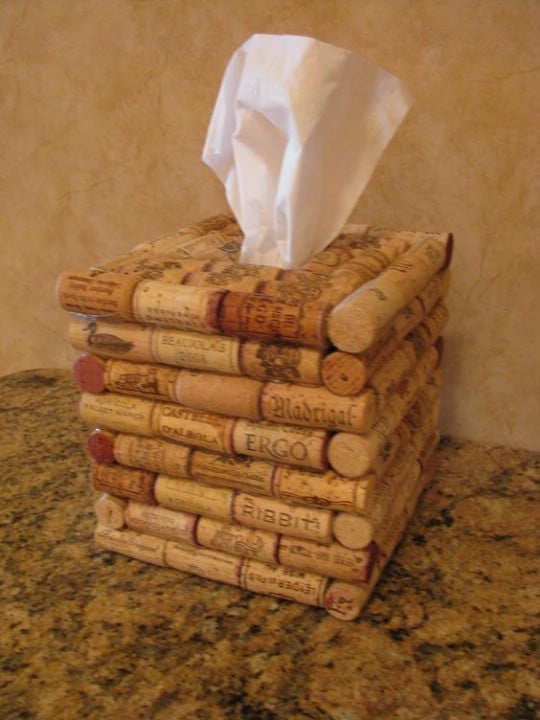 Repurposed Wine Cork Tissue Box Cover
