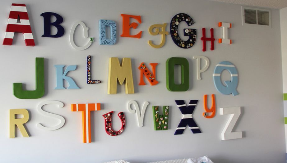 Colorful wooden letters for baby room