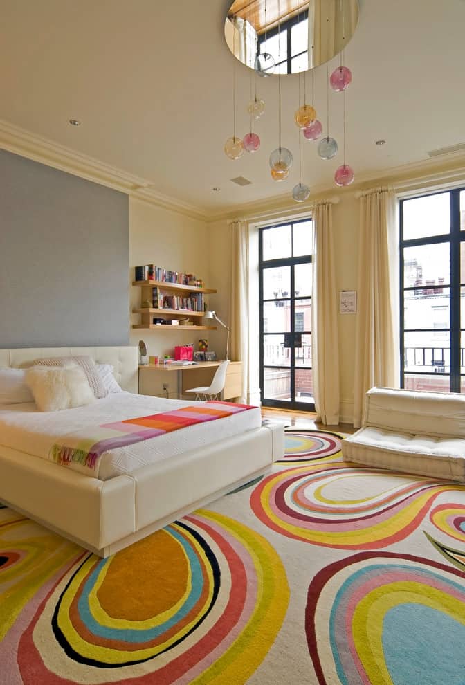 Contemporary kids room with colorful carpet Modern Bedroom Designs for Girls