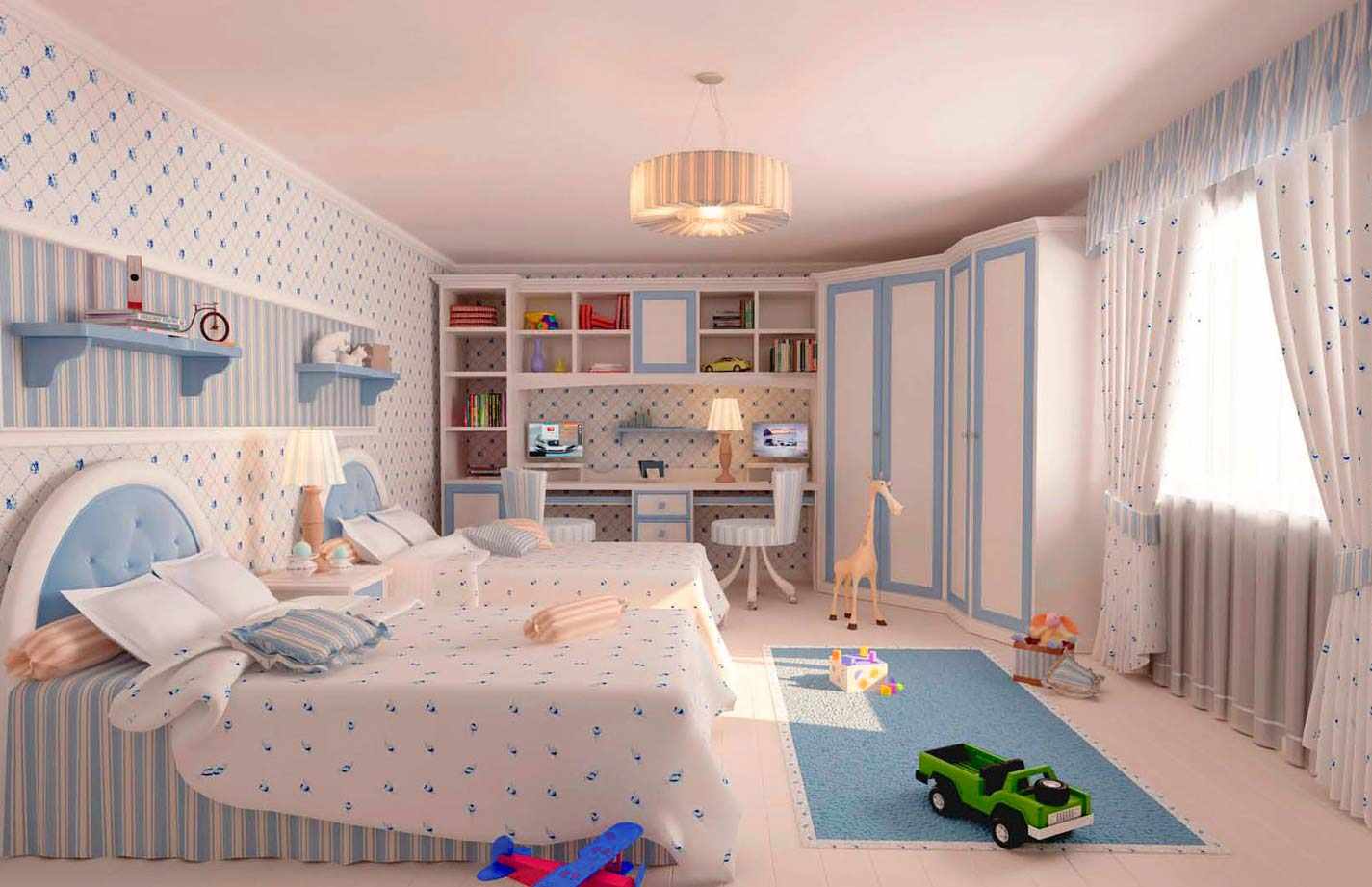 идея яркого дизайна спальной комнаты для девочки