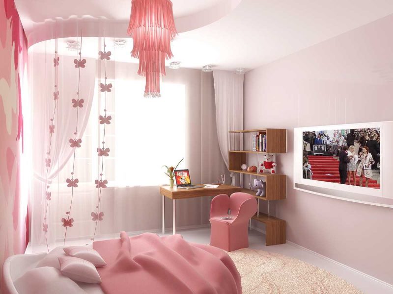 Розовый цвет в интерьере комнаты для девочки