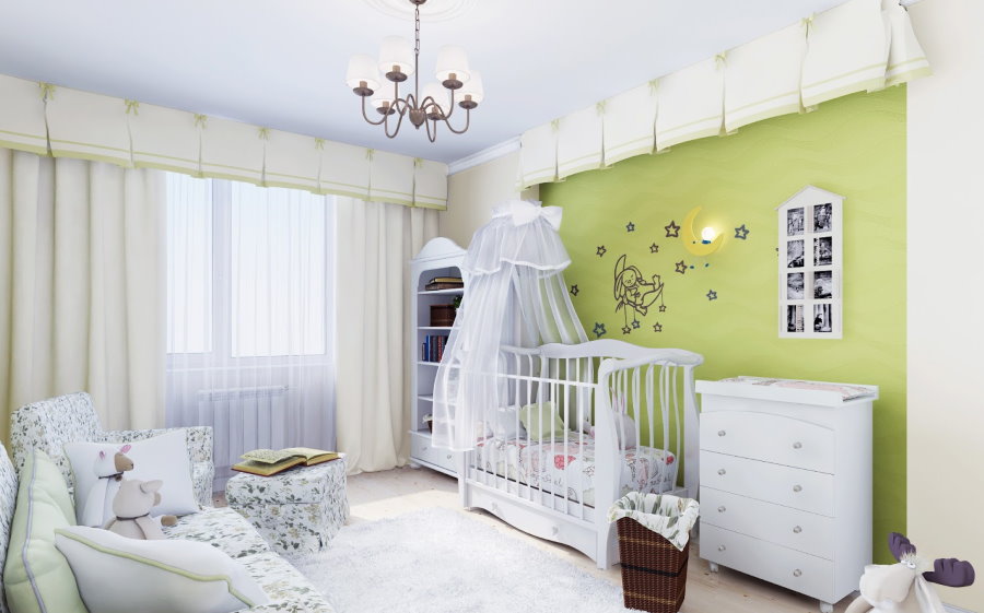 Зеленая детская комната в стиле прованса