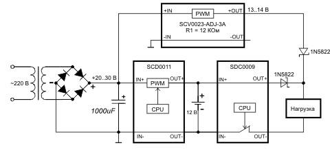 ИБП на 12 вольт из контроллера заряда SCD0011 и контроллера разряда SDC0009