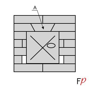 Схема установки замкового кирпича над дверцей печи