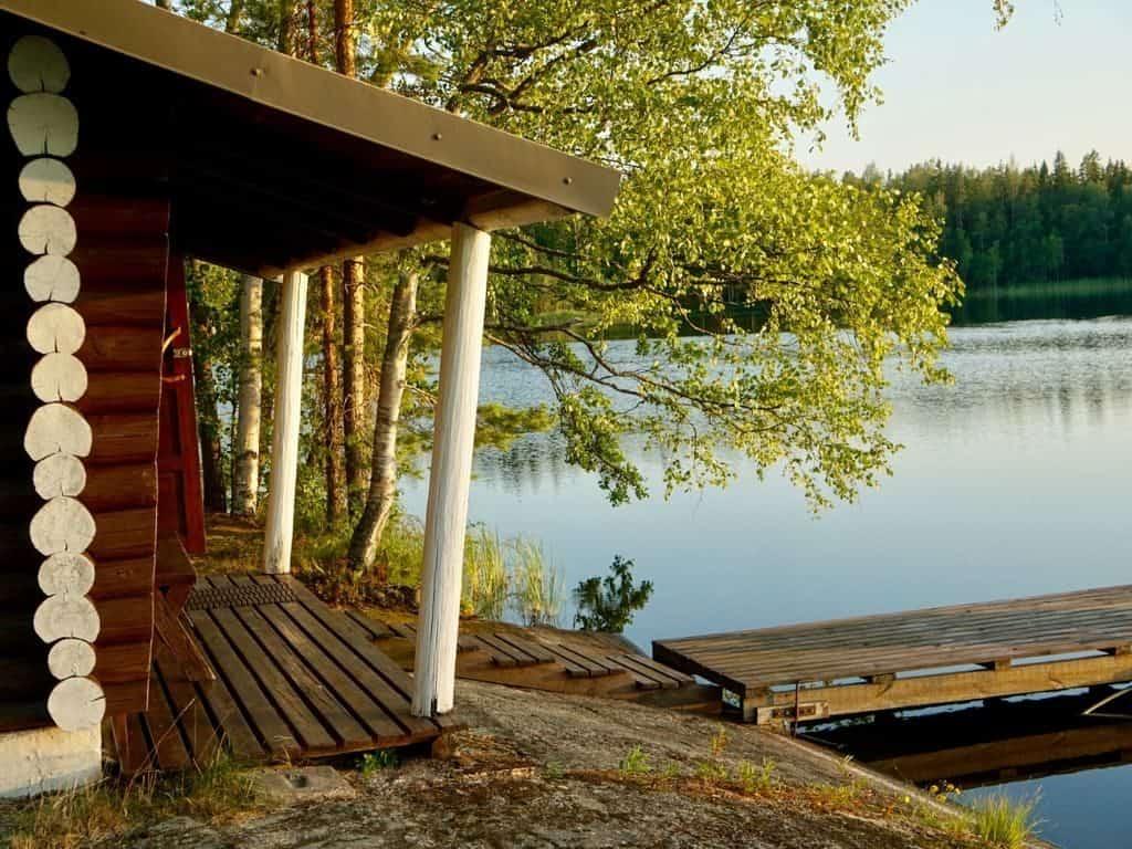 Finnish sauna by the lake in Finland