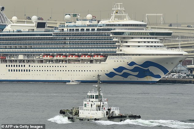 The Diamond Princess, pictured in Yokohama last month, became one of the world