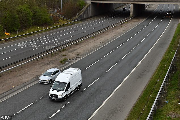 Rush hour traffic was missing from the M60 near Oldham, Greater Manchester, this morning