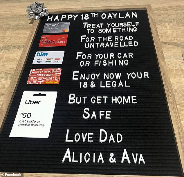 The woman posted photos of her clever DIY idea to social media, which saw a Kmart noticeboard arranged with a special message and five different gift cards