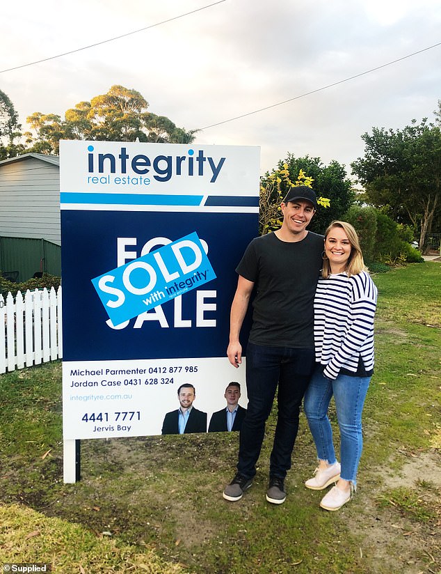 Caragh Welford (right) and Jordan Herrick (left) bought the two-storey house in July 2019 and said they dedicated every weekend to the project for five months
