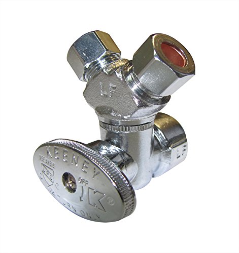 Plumb Pak PP2901VLF 3-Way Stop Valve, 1/2 X 3/8 X 3/8 in, Fip X Compression, Chrome Plated, 1/2" x 3/8" x 3/8",