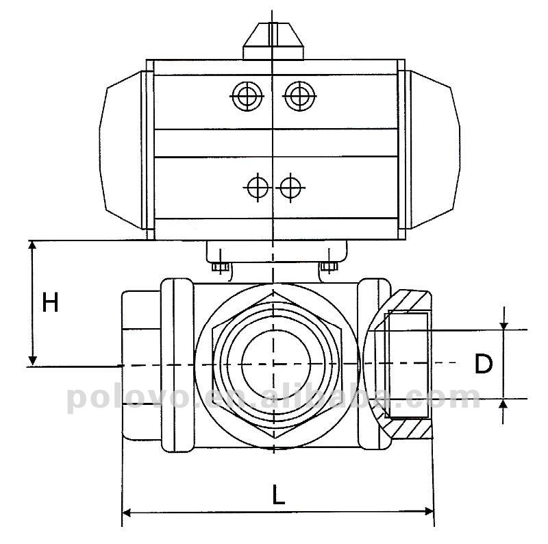 Pneumatic three-way ball valve(thread)