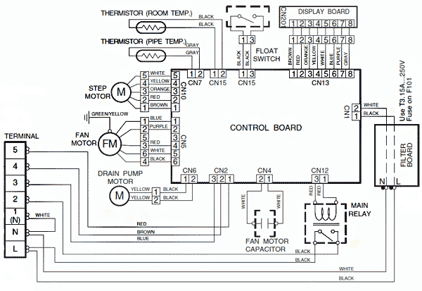 Электрическая схема внутреннего блока неинверторного кондиционера 