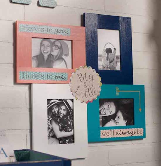 Wooden picture frames collage