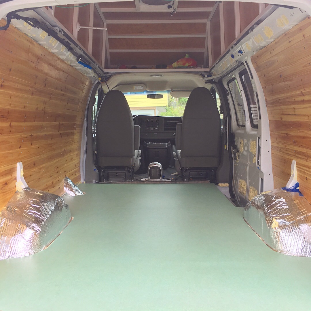 marmoleum floor in a campervan