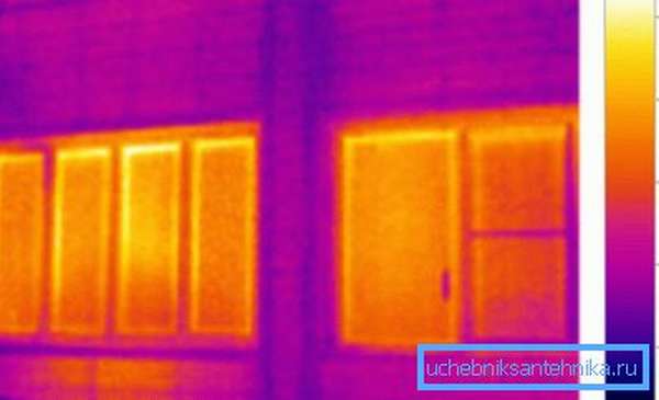 Тепловизор позволяет оценить потери тепла через окна.