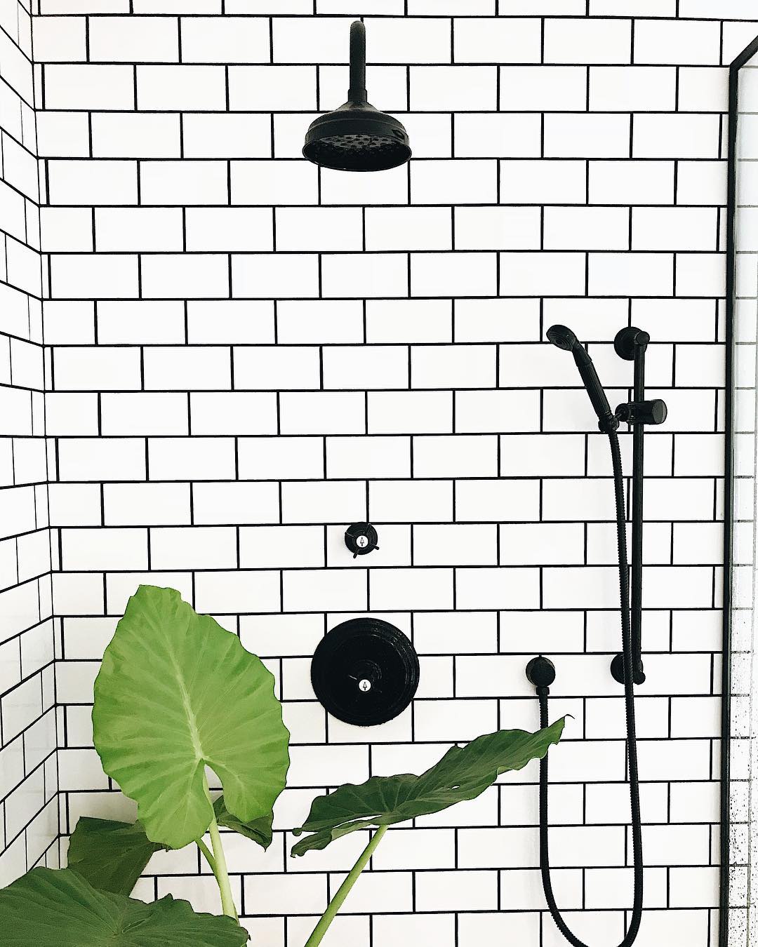 Black grout with white tile