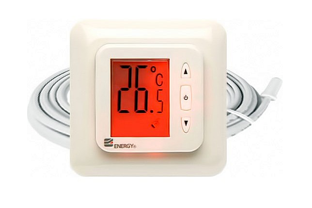 Терморегулятор Energy TK02 – позволяет точно вставить температуру нагрева пола и отслеживать ее текущее значение. Но на этом, увы, его функциональность и ограничивается.