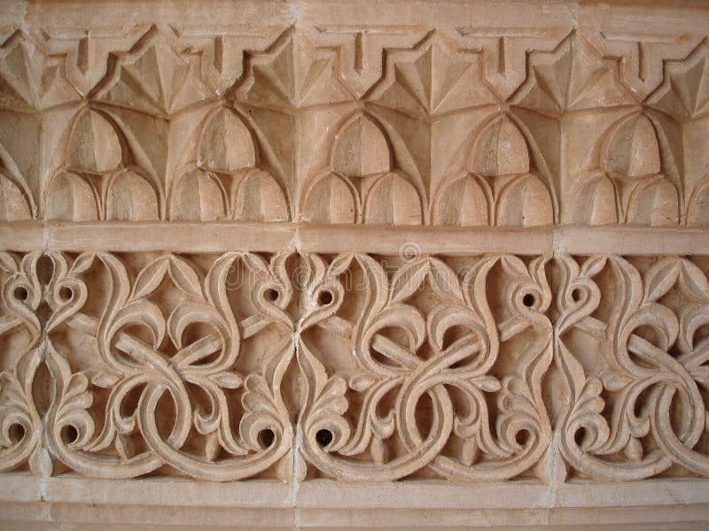 Carved stone with tradinional orient ornament royalty free stock photos