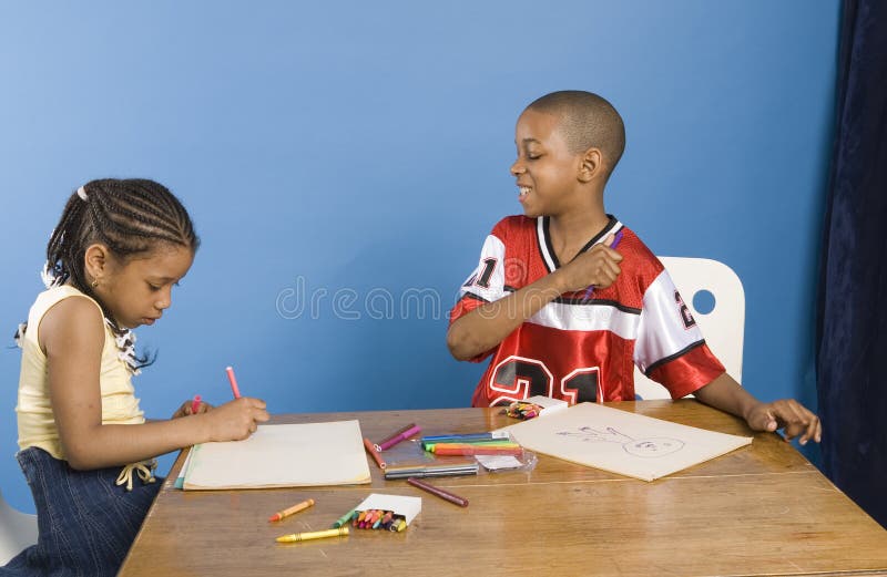Children drawing stock photo