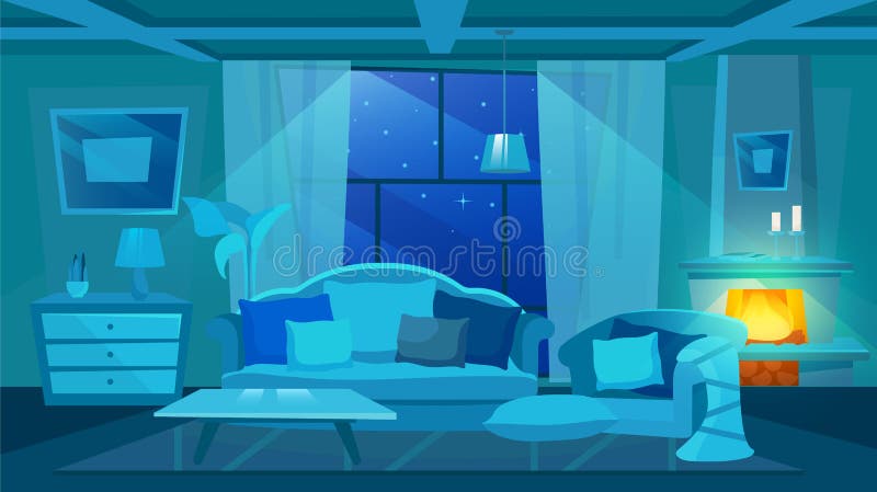 Classic living room interior flat vector illustration royalty free illustration