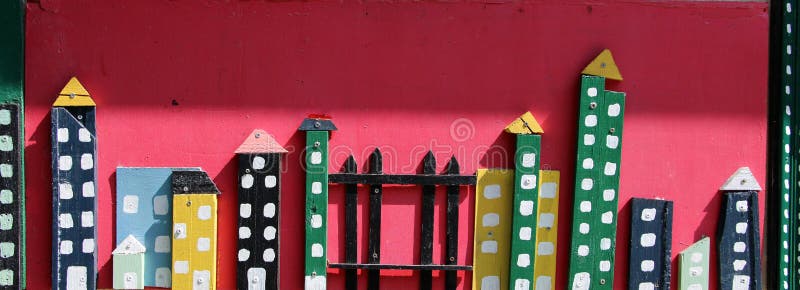 Colorful wooden model of a city stock photo
