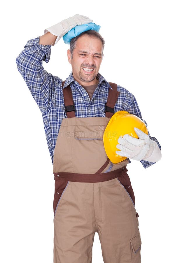Construction Worker Suffering With Headache stock photography