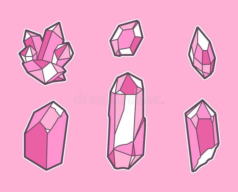 Crystal decorative quartz stone set. The Crystal decorative quartz stone set vector illustration