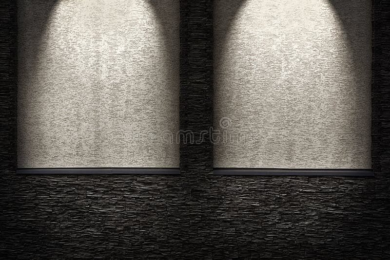 Decorative dark stone wall with lighter niches. light effect royalty free illustration