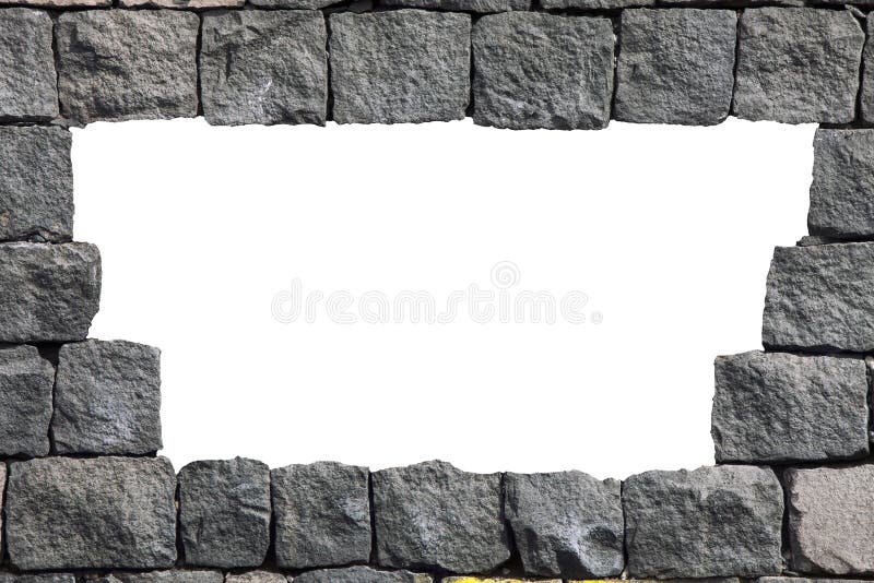Stone lava wall frame with empty hole vector illustration
