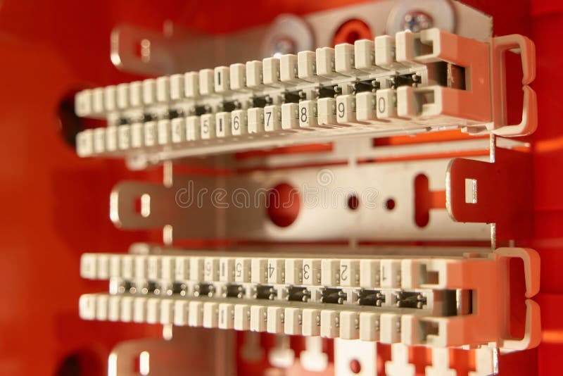 Terminal block buttons with numbers. stock photo