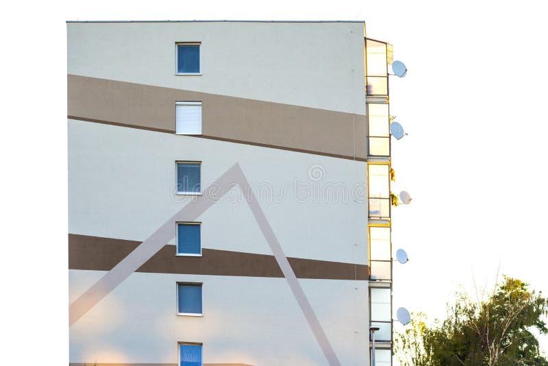 Thermal insulated building with new facade paint stock photography