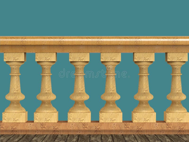 Vintage balustrade decorative railing made of wood stone and metal isolated high quality render. Vintage balustrade decorative railing made of wood stone and royalty free illustration