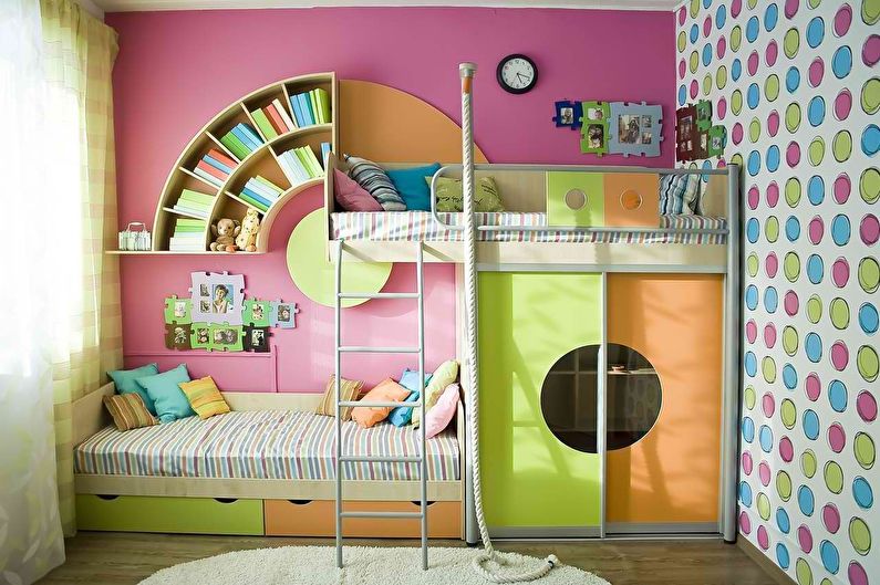 Двухъярусная кровать - Дизайн детской для разнополых детей 