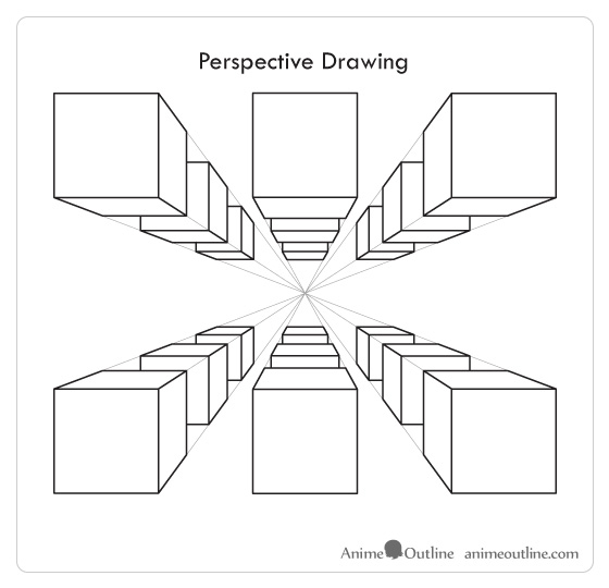 Lines of cubes in perspective