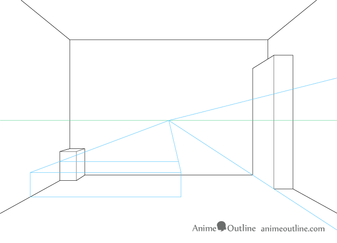 One point perspective drawing furniture