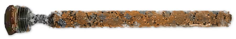 Example of corroded anode rod